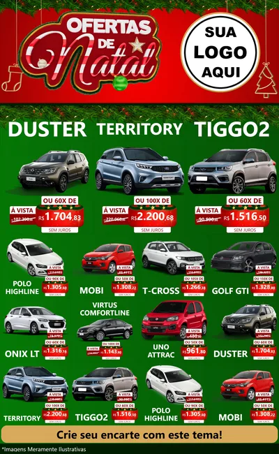 Modelo de Encarte para Encarte Grande com o tema Ofertas de Natal para Concessionaria de Carros