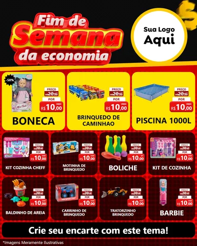 Modelo de Rede Social para Feed Instagram com o tema Fim de Semana da Economia para Brinquedos