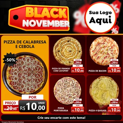 Modelo de Rede Social para Feed Facebook com o tema Black November para Pizzaria