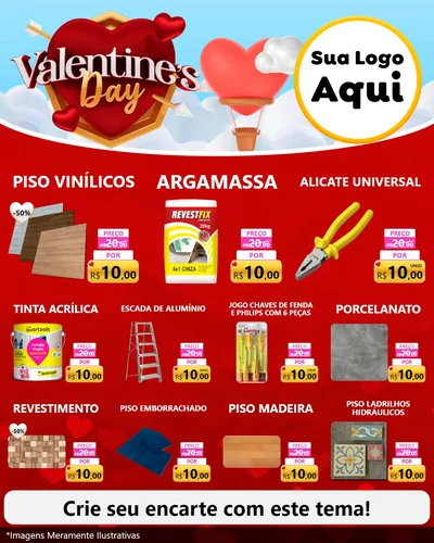 Modelo de Rede Social para Feed Instagram com o tema Valentine's Day para Material para Construção