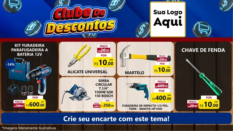 Modelo de TV para TV Horizontal com o tema Clube de Descontos para Maquinas e Ferramentas