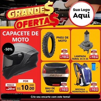 Modelo de Rede Social para Feed Facebook com o tema Grandes Ofertas - Autopeças para Moto peças