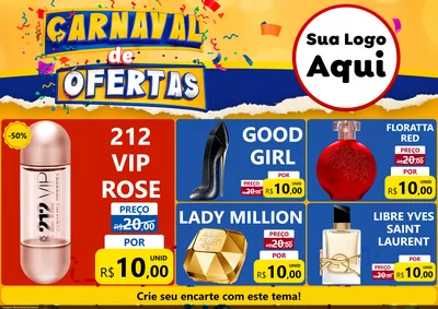 Modelo de Encarte para Encarte A4 Horizontal com o tema Carnaval de Ofertas para Perfumes