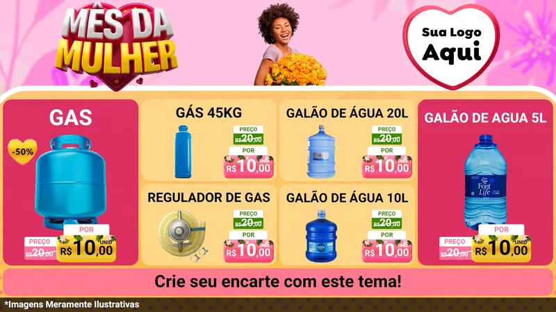 Modelo de TV para TV Horizontal com o tema Mês da Mulher para Água e gás