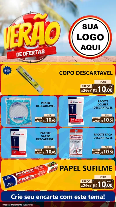 Modelo de TV para TV Vertical com o tema Verão de Ofertas para Embalagens