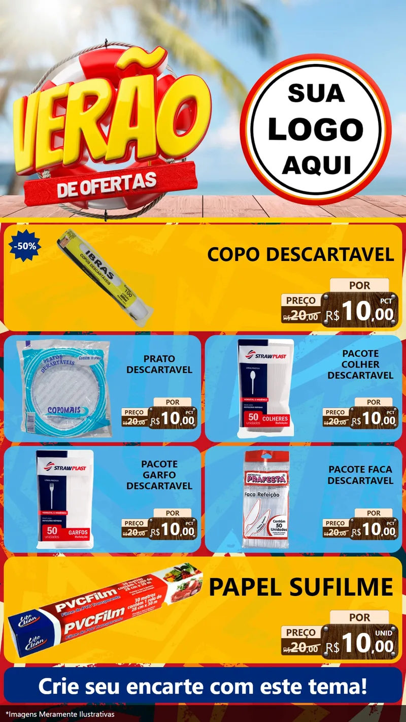 Modelo de TV para TV Vertical com o tema Verão de Ofertas para Embalagens