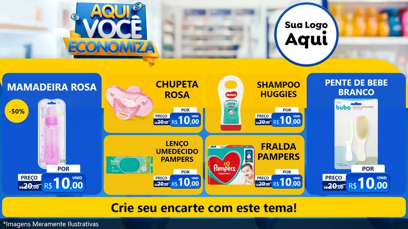 Modelo de TV para TV Horizontal com o tema Aqui Você Economiza para Bebês