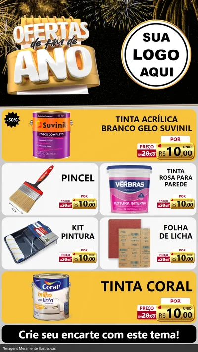 Modelo de TV para TV Vertical com o tema Ofertas de Fim de Ano para Tintas e Ferramentas