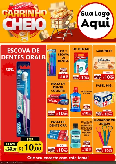 Modelo de Encarte para Encarte A4 Vertical com o tema Promoção carrinho cheio para Higiene Pessoal