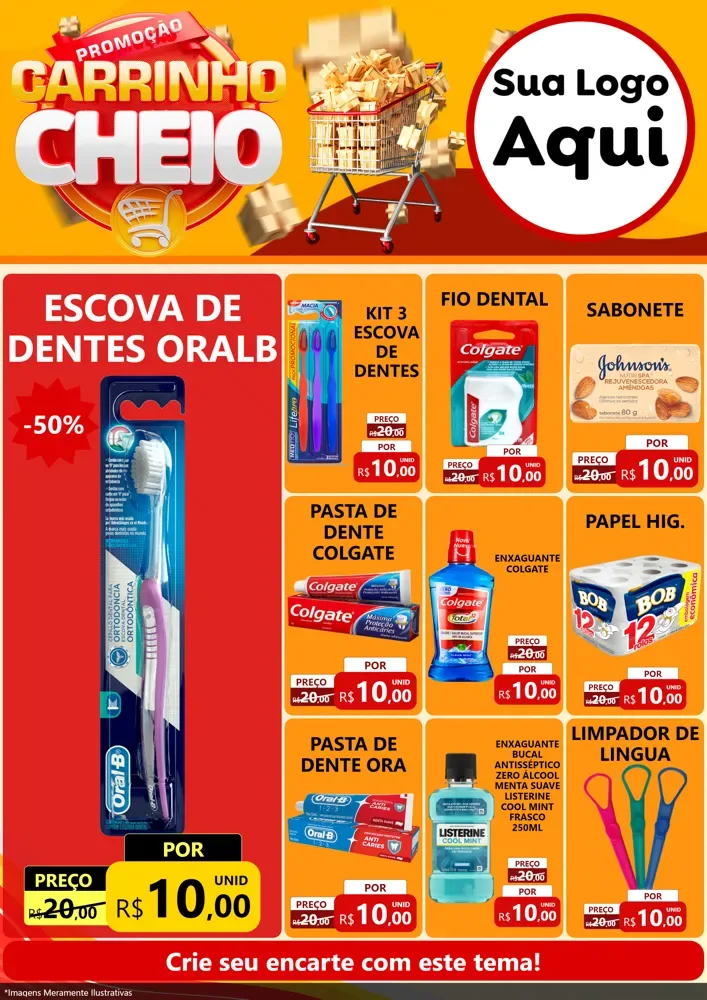 Modelo de Encarte para Encarte A4 Vertical com o tema Promoção carrinho cheio para Higiene Pessoal