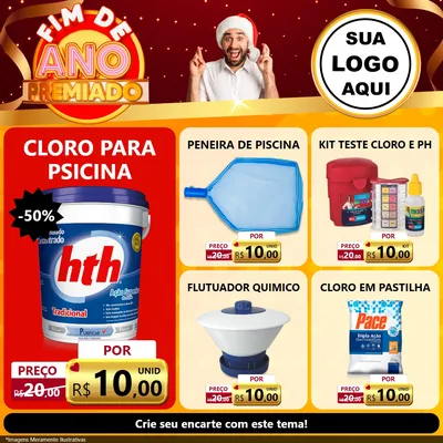 Modelo de Rede Social para Feed Facebook com o tema Fim de Ano Premiado para Produtos para Piscina
