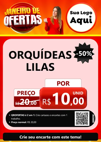 Modelo de Cartaz para Cartaz A4 Vertical com o tema Janeiro de Ofertas para Floricultura e jardim