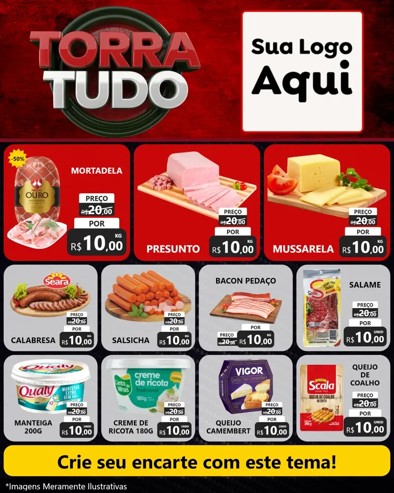 Modelo de Rede Social para Feed Instagram com o tema Torra Tudo para Frios e Laticínios