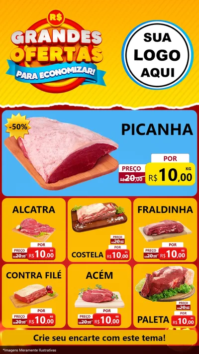 Modelo de Rede Social para Stories com o tema Grandes Ofertas Para Economizar! para Açougue