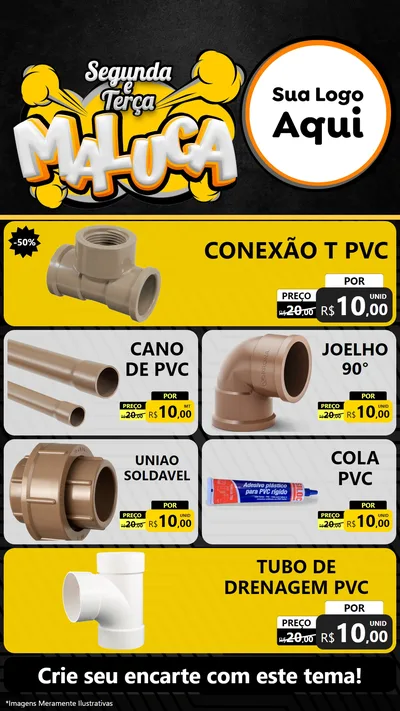 Modelo de TV para TV Vertical com o tema Segunda e Terça Maluca para Tubos e conexões