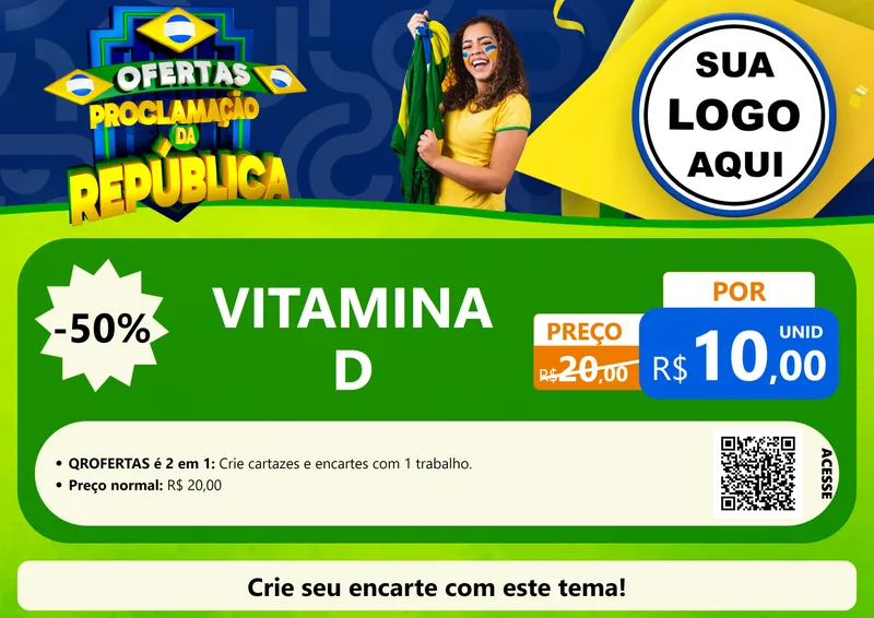 Modelo de Cartaz para Cartaz A4 Horizontal com o tema Ofertas Proclamação da República para Farmácia