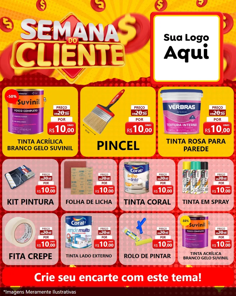 Modelo de Rede Social para Feed Instagram com o tema Semana do Cliente para Tintas e Ferramentas