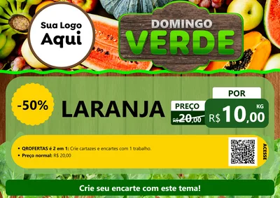 Modelo de Cartaz para Cartaz A4 Horizontal com o tema Domingo Verde para Hortifrúti