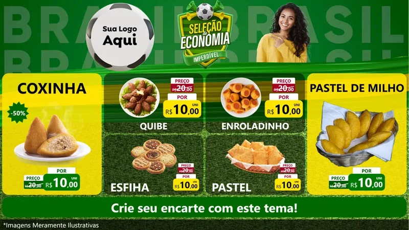 Modelo de TV para TV Horizontal com o tema Seleção de Economia - Copa para Salgadaria