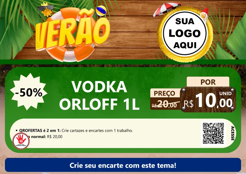 Modelo de Cartaz para Cartaz A4 Horizontal com o tema Verão para Distribuidora de bebidas