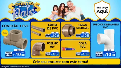 Modelo de TV para TV Horizontal com o tema Ofertas do Dia dos Pais para Tubos e conexões