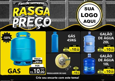 Modelo de Encarte para Encarte A4 Horizontal com o tema Fim de Semana Rasga Preço para Água e gás