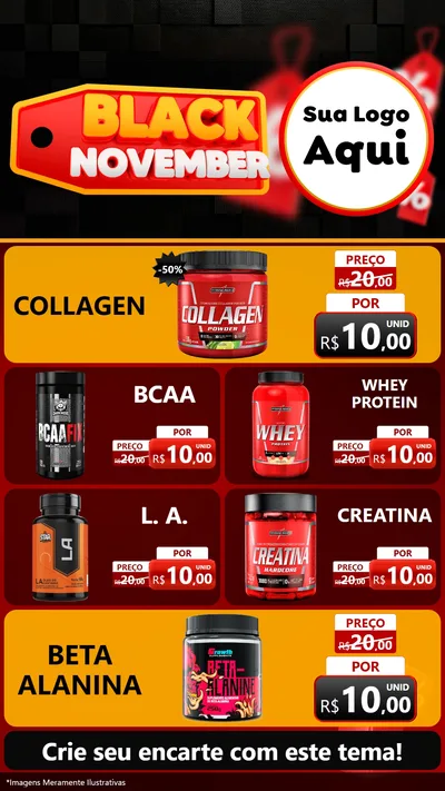 Modelo de TV para TV Vertical com o tema Black November para Suplementos alimentares