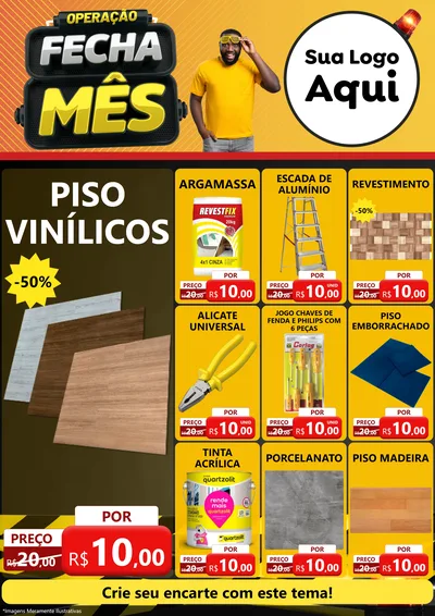 Modelo de Encarte para Encarte A4 Vertical com o tema Operação Fecha Mês para Material para Construção