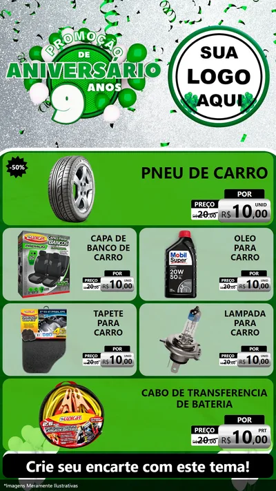Modelo de TV para TV Vertical com o tema Promoção de Aniversário - 9 Anos para Auto peças