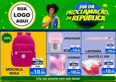 Modelo de Encarte para Encarte A4 Horizontal com o tema Dia Da Proclamação Da República para Papelaria