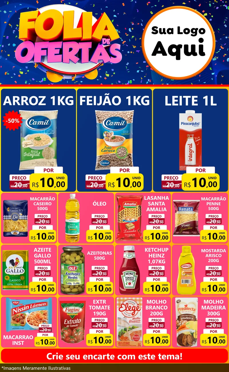 Modelo de Encarte para Encarte Grande com o tema Folia de Ofertas para Supermercado