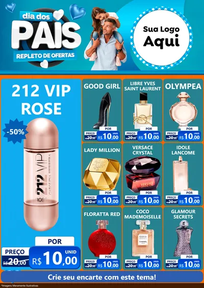Modelo de Encarte para Encarte A4 Vertical com o tema Dia Dos Pais Repleto de Ofertas para Perfumes