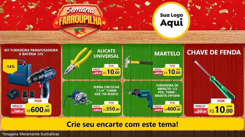 Modelo de TV para TV Horizontal com o tema Semana Farroupilha para Maquinas e Ferramentas