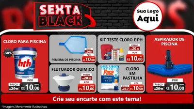 Modelo de TV para TV Horizontal com o tema Sexta Black para Produtos para Piscina