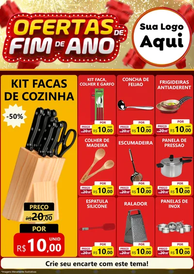 Modelo de Encarte para Encarte A4 Vertical com o tema Ofertas de Fim de Ano para Utilidades Domésticas