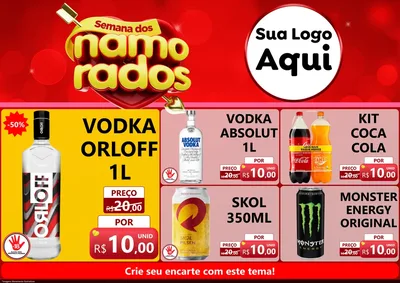 Modelo de Encarte para Encarte A4 Horizontal com o tema Semana dos namorados para Distribuidora de bebidas