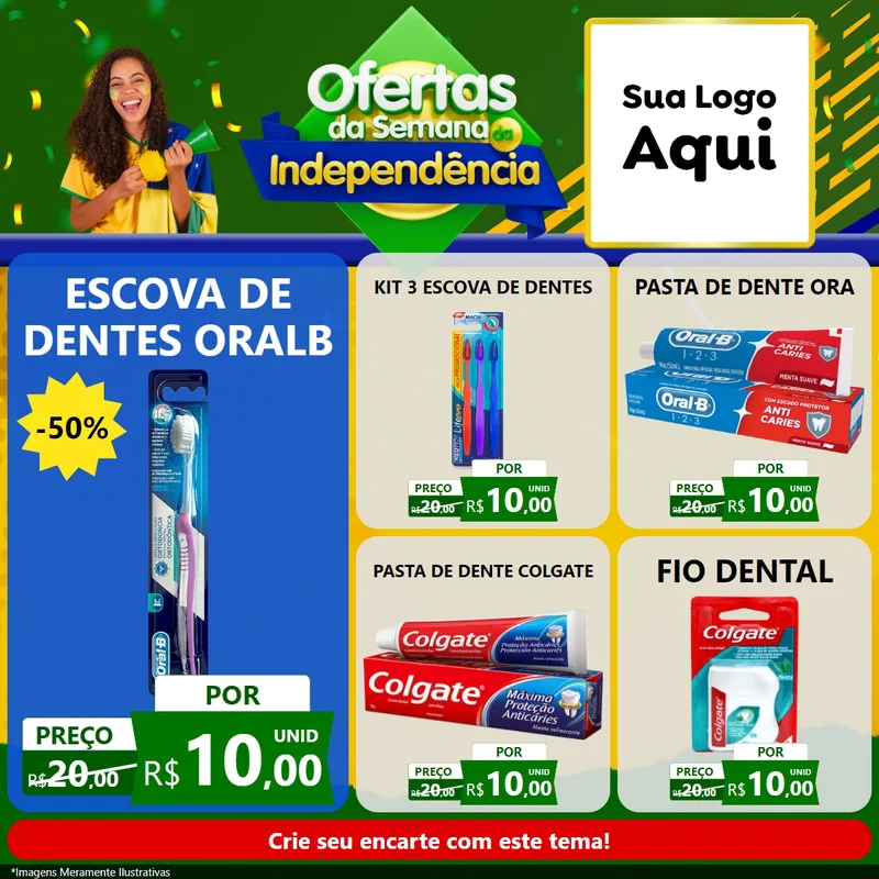 Modelo de Rede Social para Feed Facebook com o tema Ofertas da Semana da Independência para Higiene Pessoal