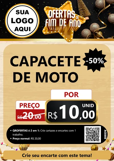 Modelo de Cartaz para Cartaz A4 Vertical com o tema Ofertas de Fim de Ano para Moto peças