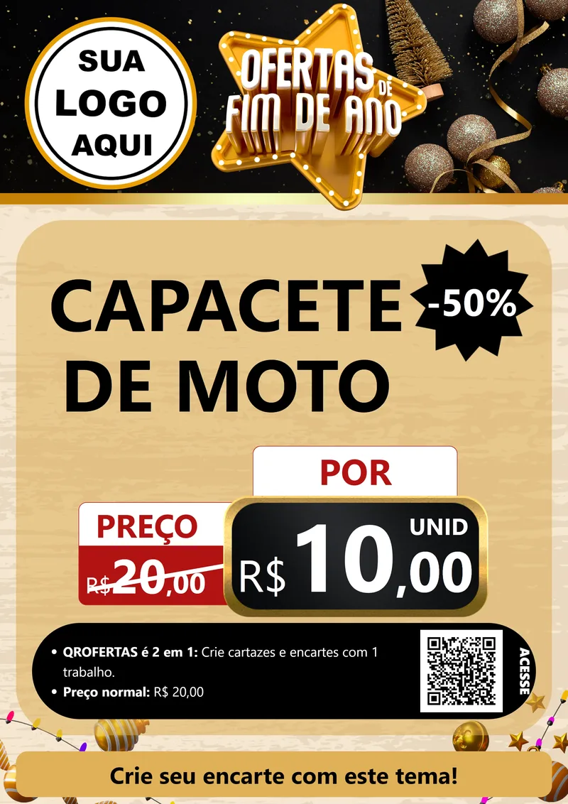 Modelo de Cartaz para Cartaz A4 Vertical com o tema Ofertas de Fim de Ano para Moto peças
