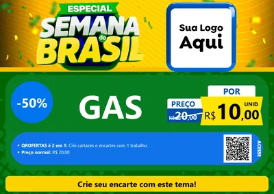 Modelo de Cartaz para Cartaz A4 Horizontal com o tema Especial Semana do Brasil para Água e gás