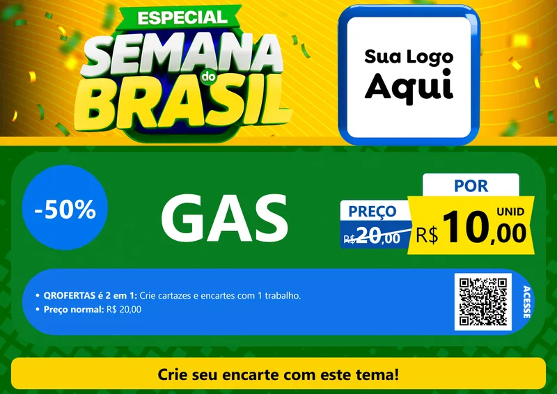 Modelo de Cartaz para Cartaz A4 Horizontal com o tema Especial Semana do Brasil para Água e gás
