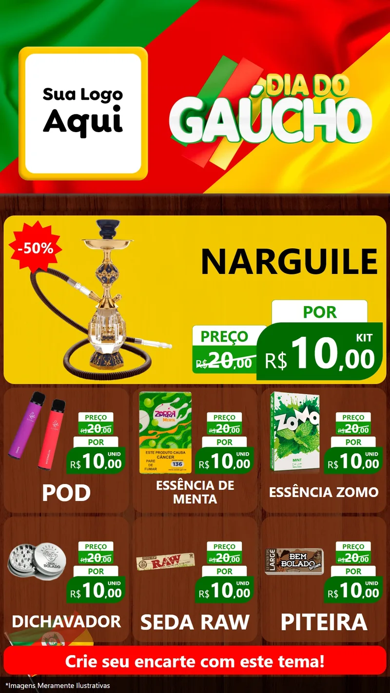 Modelo de Rede Social para Stories com o tema Dia do Gaúcho para Tabacaria