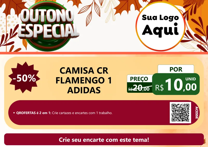 Modelo de Cartaz para Cartaz A4 Horizontal com o tema Outono Especial para Roupas e acessórios