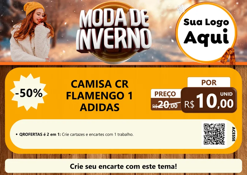 Modelo de Cartaz para Cartaz A4 Horizontal com o tema Moda de Inverno para Roupas e acessórios