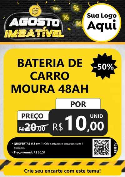 Modelo de Cartaz para Cartaz A4 Vertical com o tema Agosto Imbatível para Baterias Elétricas