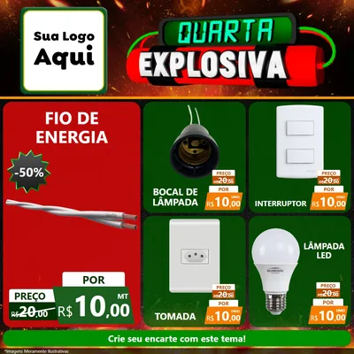 Modelo de Rede Social para Feed Facebook com o tema Quarta Explosiva para Materiais Elétricos