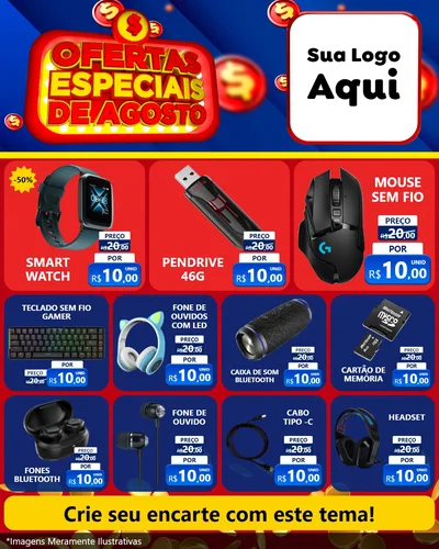 Modelo de Rede Social para Feed Instagram com o tema Ofertas Especiais de Agosto para Informática