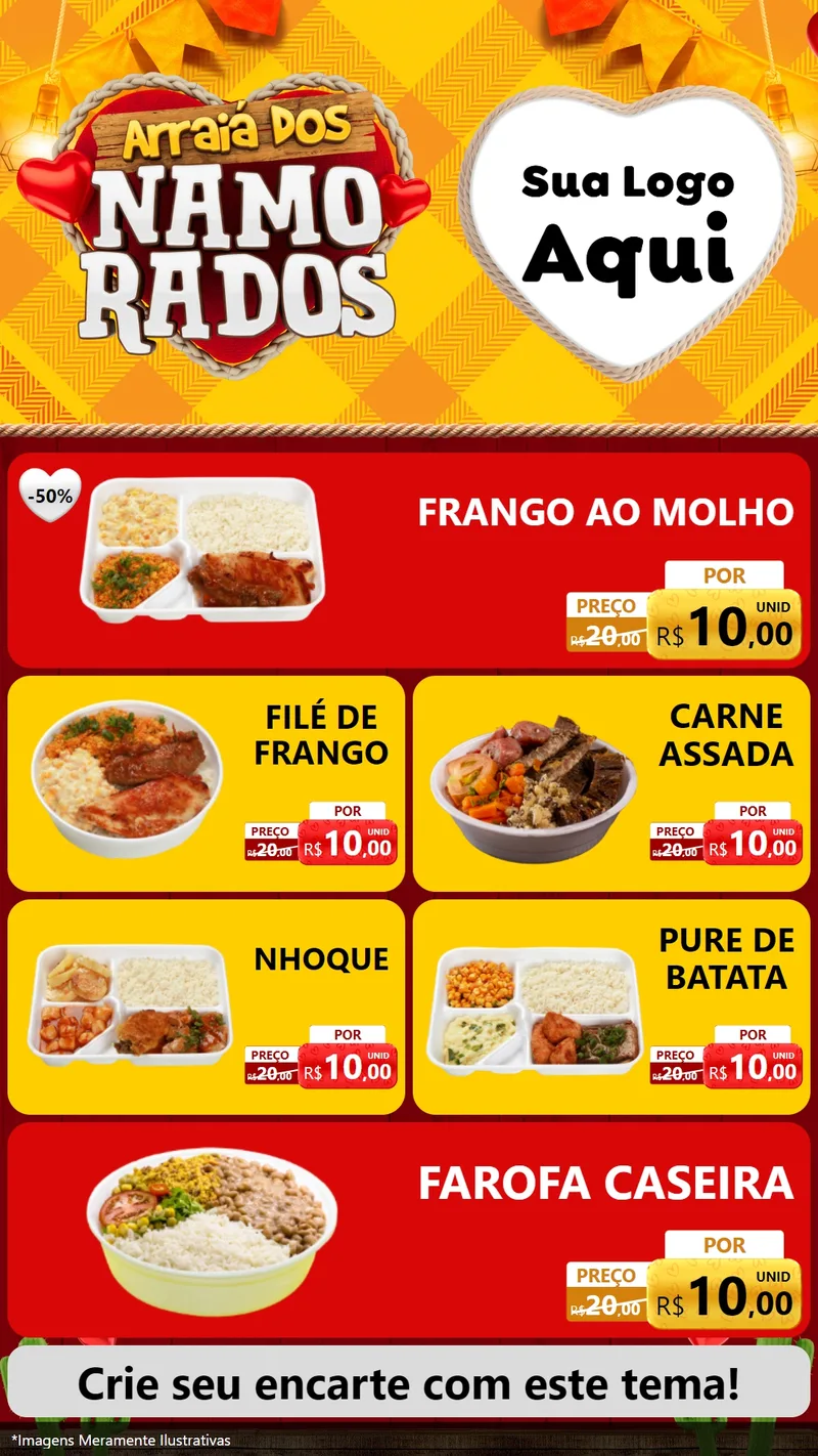 Modelo de TV para TV Vertical com o tema Arraiá dos Namorados para Restaurante