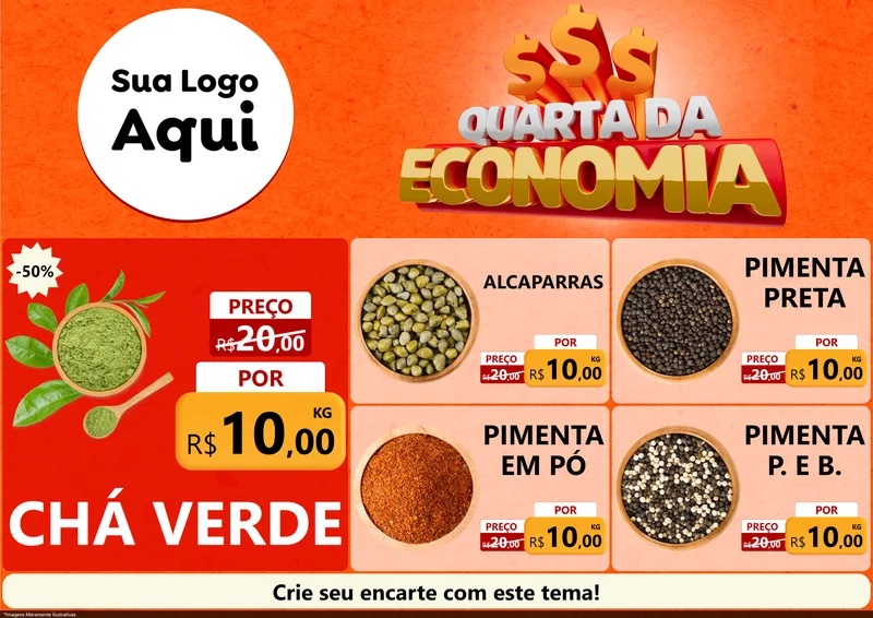 Modelo de Encarte para Encarte A4 Horizontal com o tema Quarta da Economia para Produtos Naturais