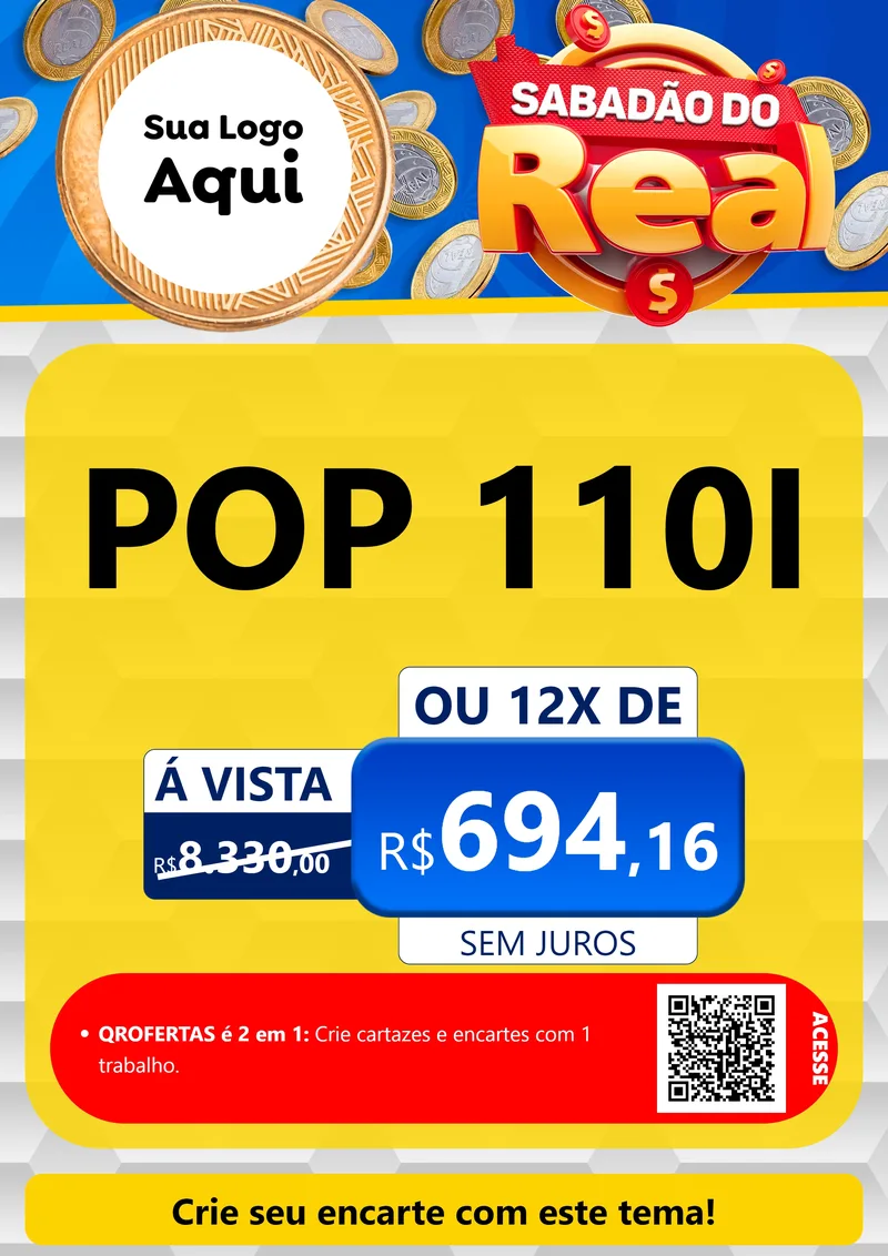 Modelo de Cartaz para Cartaz A4 Vertical com o tema Sabadão do Real para Concessionaria de Motos